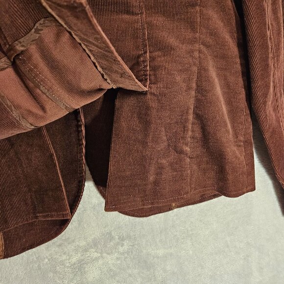 Halgen Corduroy Jacket Womens L Brown Blazer lined pockets notched shoulder tabs - Picture 12 of 16